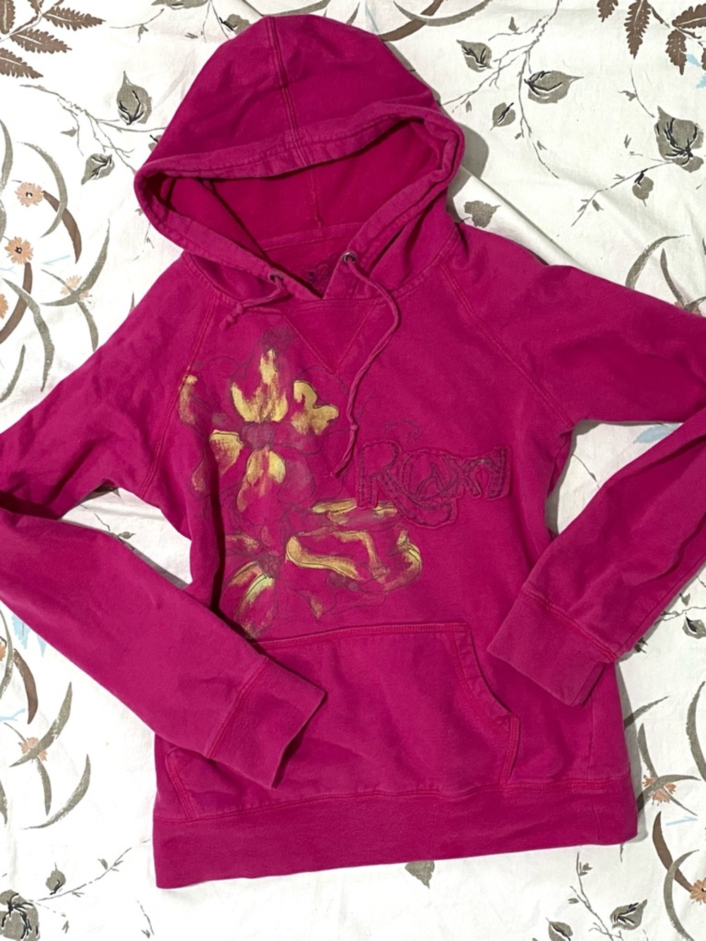 XS/S Beautiful magenta & floral Roxy hoodie🌸💗